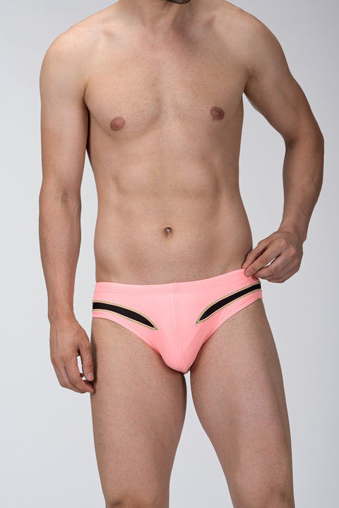 Panteazy Menswear Front Cutout Design with Mesh Details Low waist Nylon Spandex Frenchie Briefs