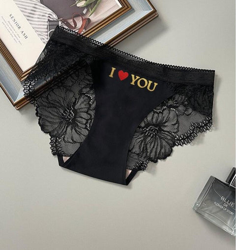 (*Choose Men & Women sizes SEPERATELY- WEBSITE's PRICE IS NOT OF A PAIR)Panteazy's Black Printed Couple Lingerie Soft Silky Handfeel- Brief & Panty Gift for Girlfriend & Boyfriend