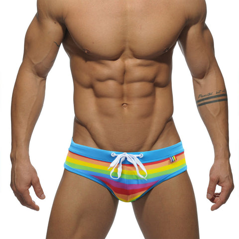 Panteazy's Rainbow Stripe Swimwear Brief Men underwear thongs Frenchie Anti Bacterial, Colour Fresh, Moisture Wicking