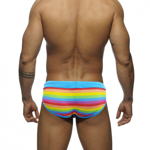 Panteazy's Rainbow Stripe Swimwear Brief Men underwear thongs Frenchie Anti Bacterial, Colour Fresh, Moisture Wicking