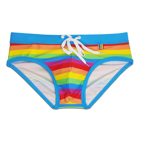 Panteazy's Rainbow Stripe Swimwear Brief Men underwear thongs Frenchie Anti Bacterial, Colour Fresh, Moisture Wicking