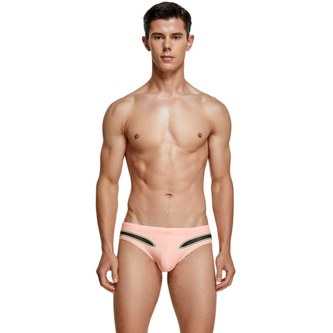 Panteazy Menswear Front Cutout Design with Mesh Details Low waist Nylon Spandex Frenchie Briefs