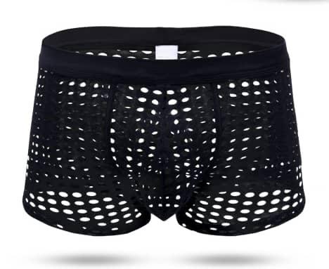 Panteazy's Men's Self Fabric Cut Mesh Hole See through Brief Underwear