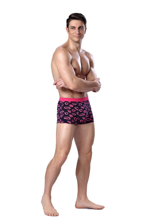 Panteazy's Lips Print Daily Menswear Brief Boxer -Soft Modal Spandex Stretch Menswear Underwear Undergarment