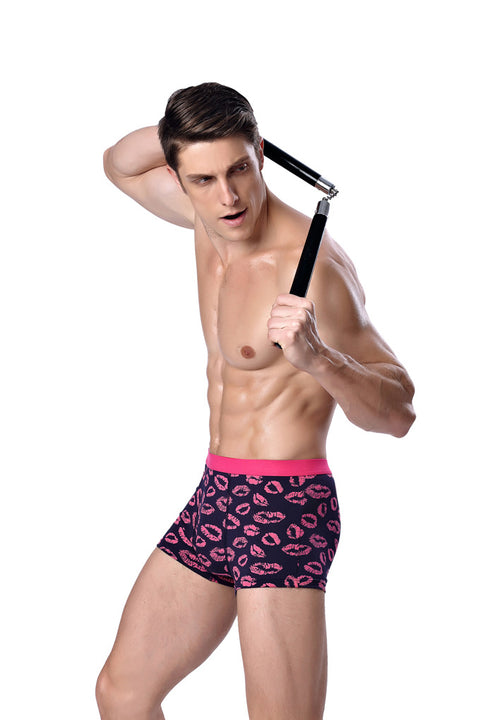 Panteazy's Lips Print Daily Menswear Brief Boxer -Soft Modal Spandex Stretch Menswear Underwear Undergarment