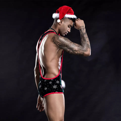 Panteazy's Men's Three Piece Christmas BodySuit