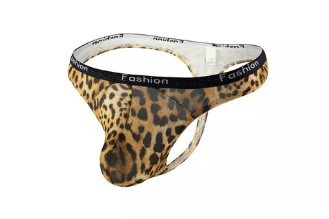 Men's Sexy Low Waist Leopard Print T-pants Underwear Frenchie Brief