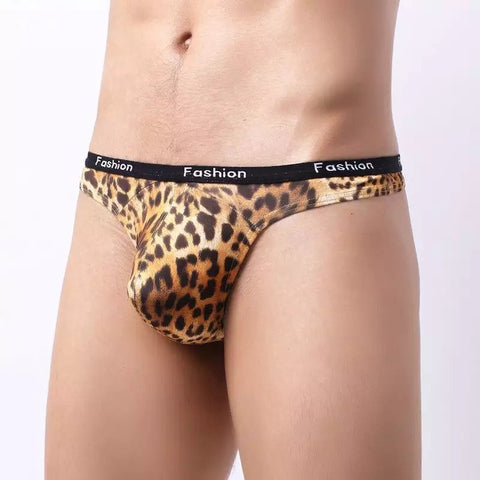 Men's Sexy Low Waist Leopard Print T-pants Underwear Frenchie Brief